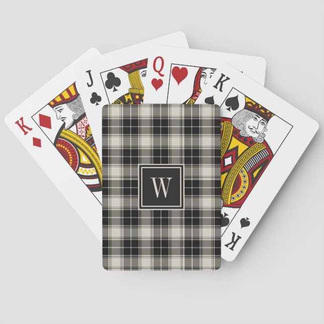 Jeu De Cartes Motif tartan noir avec monogramme (dos)