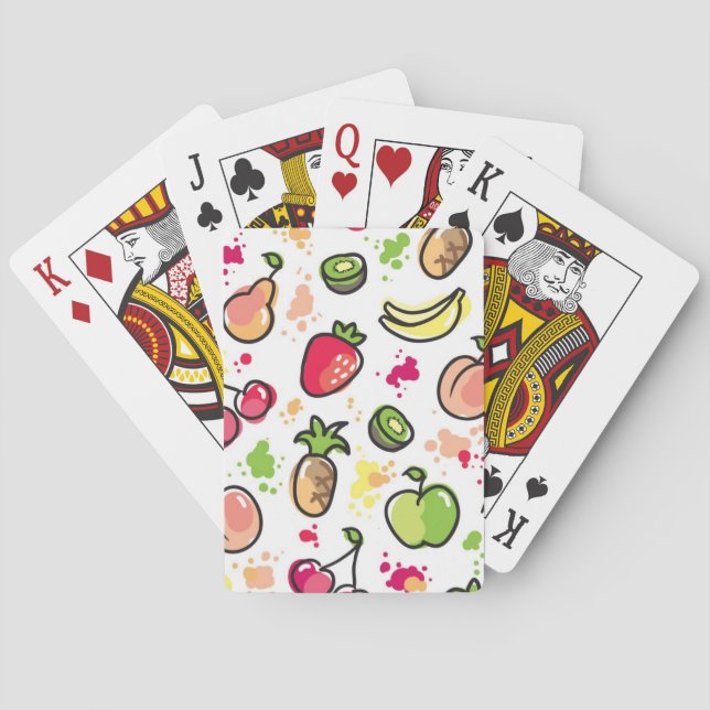 Jeu De Cartes motif tiré par la main de fruits (dos)