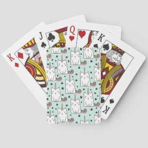 Jeu De Cartes Motif tiré par la main mignon de chat de licorne