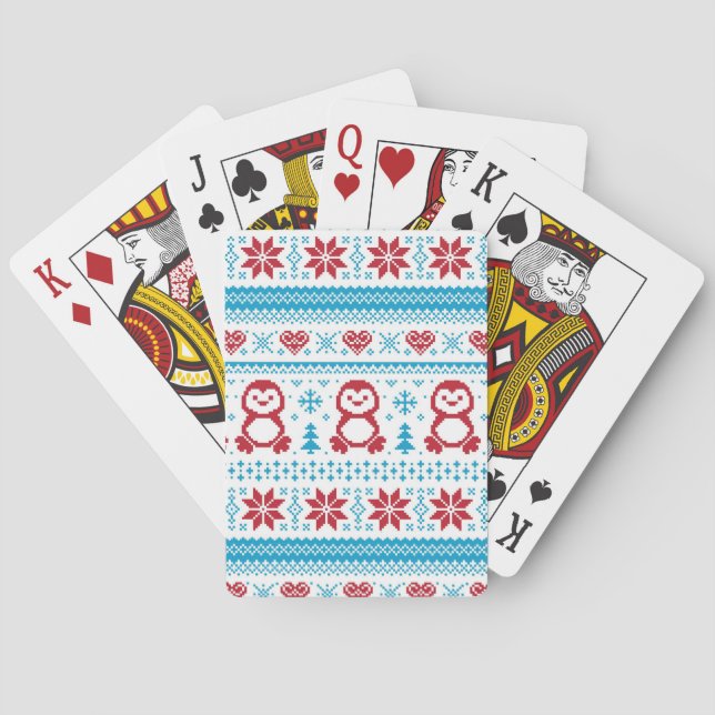 Jeu De Cartes Motif tricoté Noël et hiver (dos)