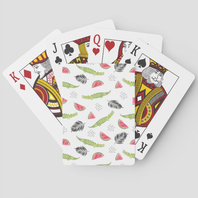 Jeu De Cartes Motif Tropical Watermelon & Crocodile (dos)