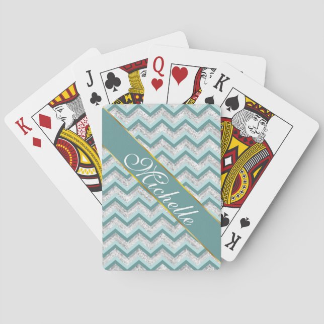 Jeu De Cartes Motif turquoise et Crystal Zigzag (dos)
