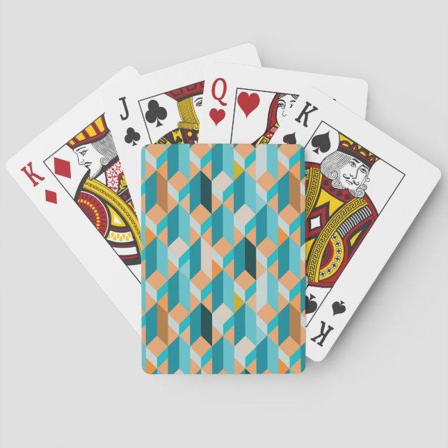 Jeu De Cartes Motif turquoise et orange de formes (dos)