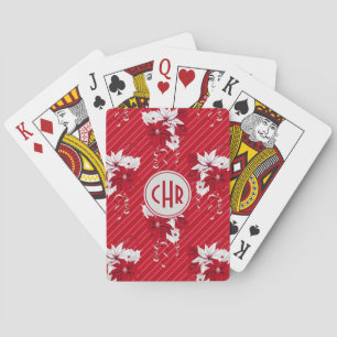 Jeu De Cartes Motif Whimsical rouge et blanc Poinsettia
