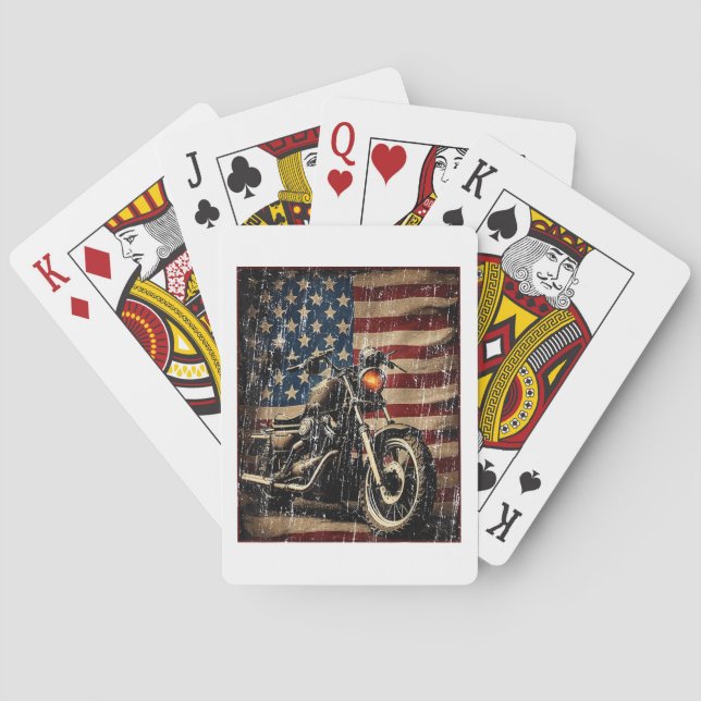 Jeu De Cartes Motorcycle USA Drapeau Retro Biker (dos)