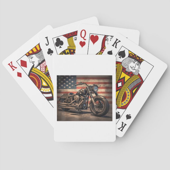 Jeu De Cartes Motorcycle USA Drapeau Retro Biker (dos)
