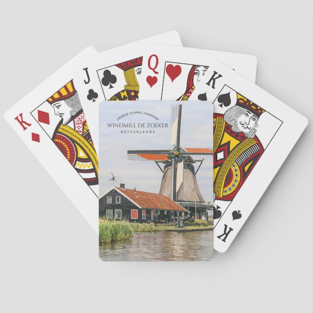 Jeu De Cartes Moulin à vent de Zaanse Schans Aquarelle Patrimoin (dos)