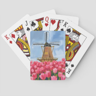 Jeu De Cartes Moulin à vent hollandais Champ de fleurs de tuli
