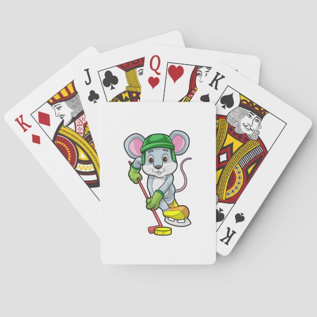 Jeu De Cartes Mouse at Ice hockey with Hockey stick (dos)