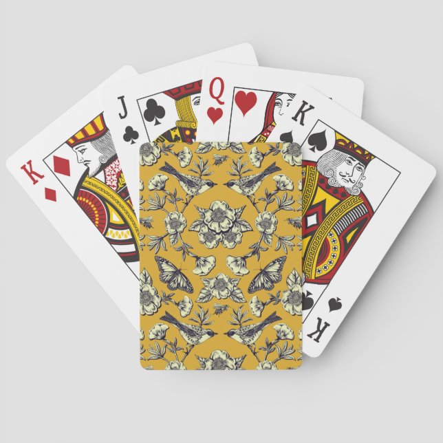 Jeu De Cartes Moutarde Jaune et Oiseaux de la Marine, Papillons  (dos)