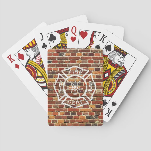 Jeu De Cartes Mur de briques de logo de sapeur-pompier (dos)