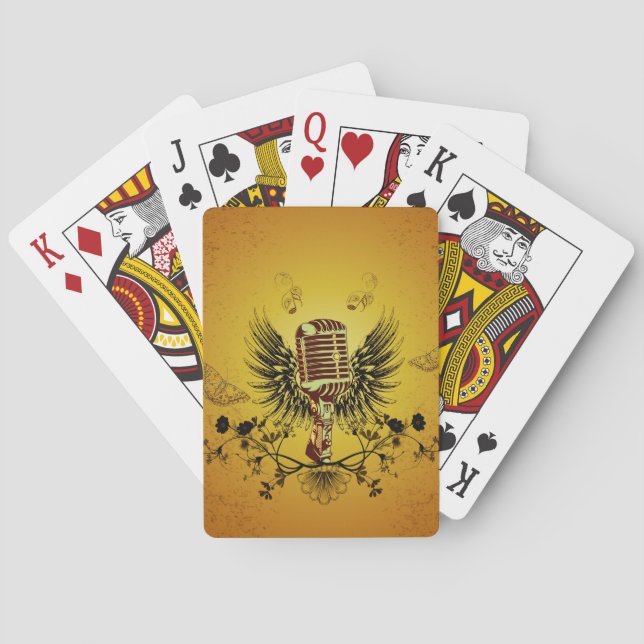Jeu De Cartes Musique, microphone avec ailes (dos)