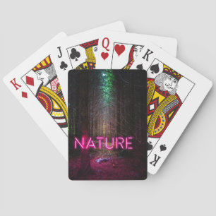 Jeu De Cartes Mystère forêt d'épinette nature néon magenta signe