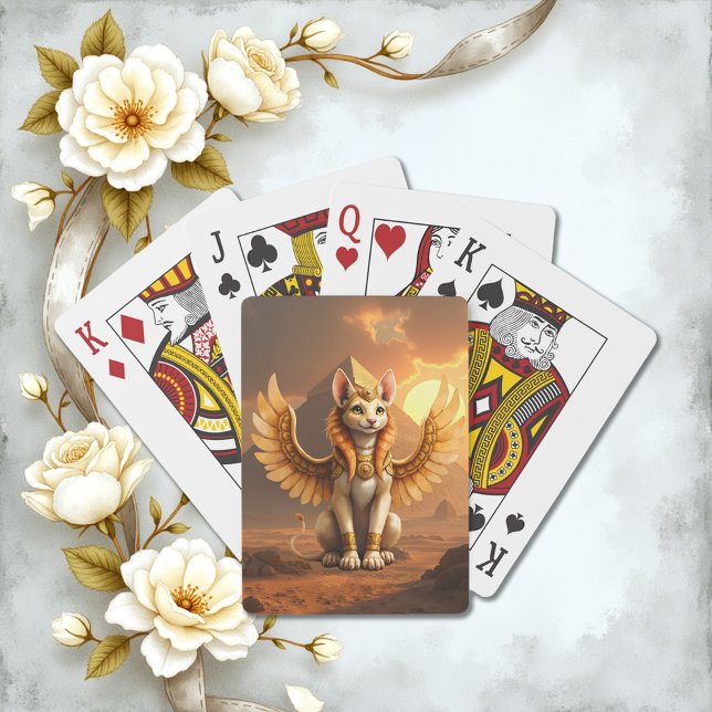 Jeu De Cartes Mystical Winged Cat Sphinx - Art Imaginaire égypti (Créateur téléchargé)