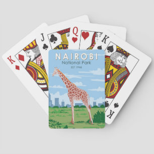 Jeu De Cartes Nairobi National Park Giraffe Travel Art Vintage