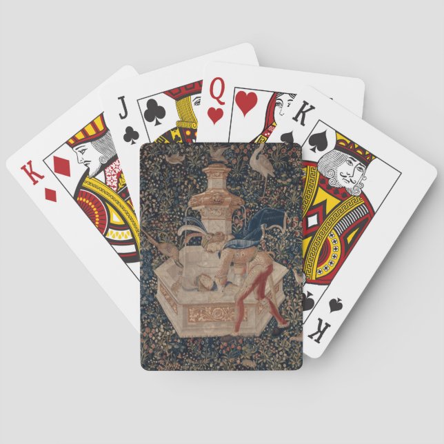Jeu De Cartes Narcissus at the Well, Medieval Tapestry (dos)