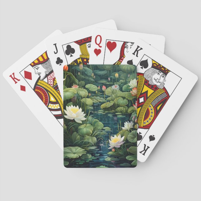 Jeu De Cartes Nature Lotus Water Lily Pond Paysage (dos)