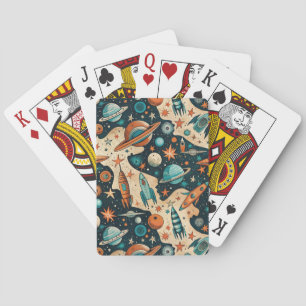 Jeu De Cartes Navires-fusée vintages pour engins spatiaux Motif
