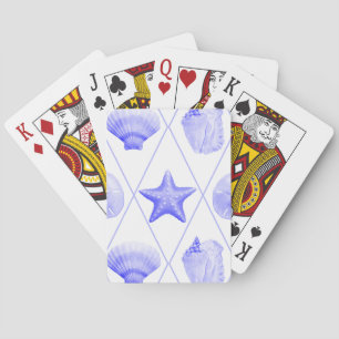 Jeu De Cartes Navy Blue Coastal Seashells Starfish
