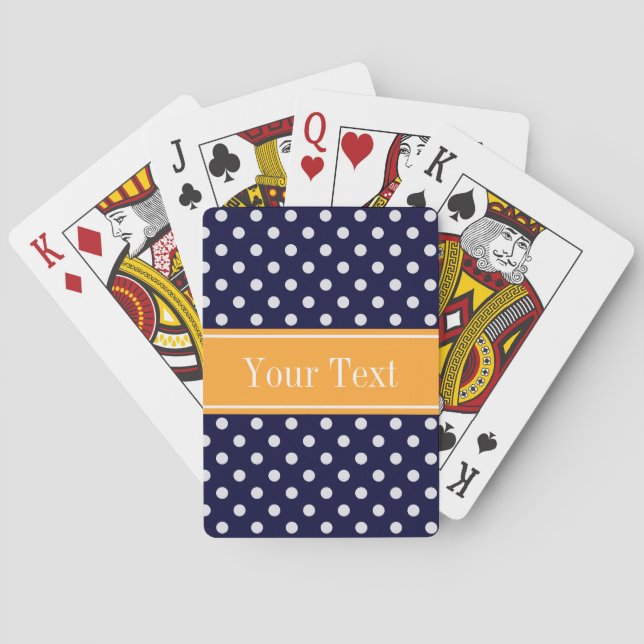 Jeu De Cartes Navy Blue Wht Polka Dots Cantaloupe (dos)