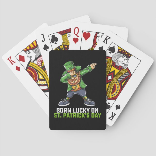 Jeu De Cartes Né Lucky Sur St Patrick's Day Dabbing Birthday (dos)