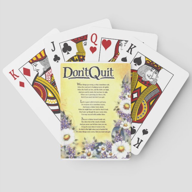Jeu De Cartes Ne pas quitter=poème inspirant (dos)