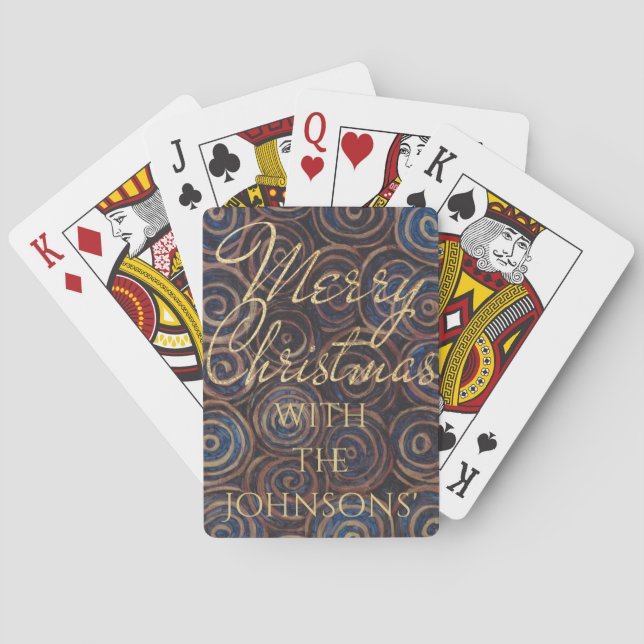 Jeu De Cartes Nef de Noël et tourbillons d'or (dos)