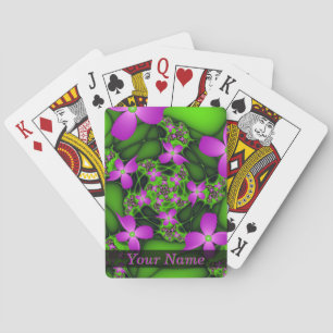 Jeu De Cartes Neon Abstrait moderne rose vert Art Fleurs Nom