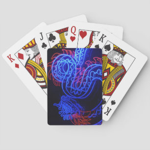 Jeu De Cartes Neon Blue Dragon Black Arrière - plan brillant