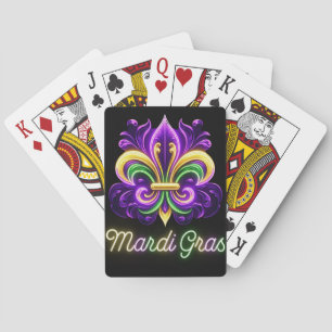 Jeu De Cartes Neon Mardi Gras Fleur de lis coloré