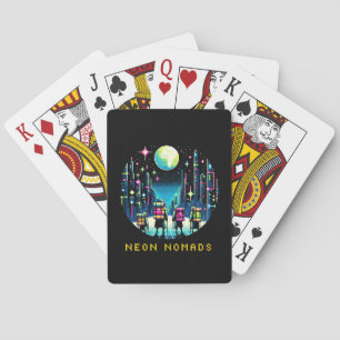 Jeu De Cartes Neon Nomads - Cyberpunk Pixel Art Travel Design