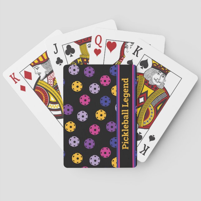 Jeu De Cartes Neon sur le pickleball noir, texte personnalisé  (dos)