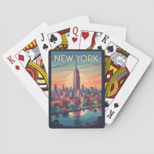 Jeu De Cartes New York City Skyline Travel Art Vintage
