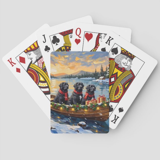 Jeu De Cartes Newfoundland Dog Christmas Boat Holiday (dos)