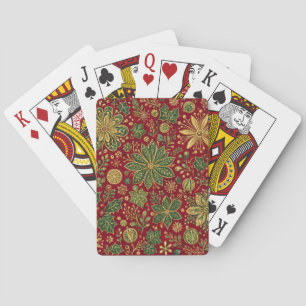 Jeu De Cartes Noël Botanique Vert Or Vintage