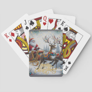 Jeu De Cartes Noël classique/Vintage Père Noël & rennes