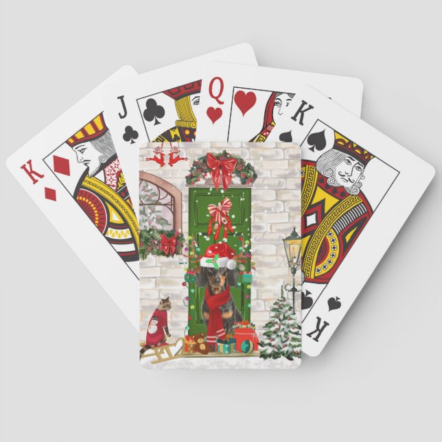 Jeu De Cartes Noël du chien Dachshund (dos)