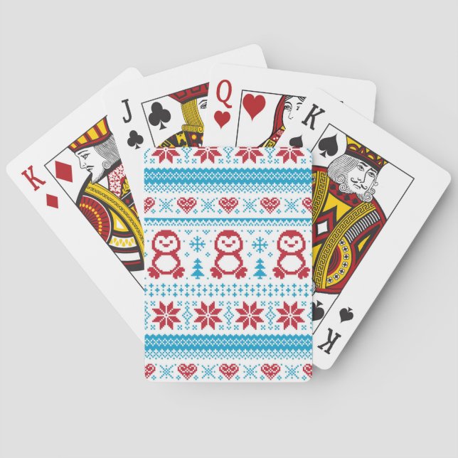 Jeu De Cartes Noël et l'hiver ont tricoté le motif (dos)