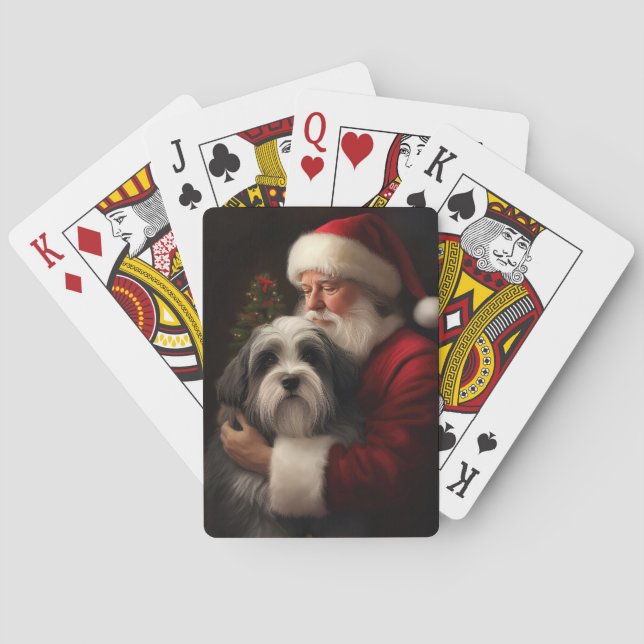 Jeu De Cartes Noël festif du Père Noël du Terrier tibétain (dos)