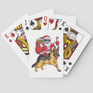 Jeu De Cartes Noël Père Noël équitation berger allemand Noël