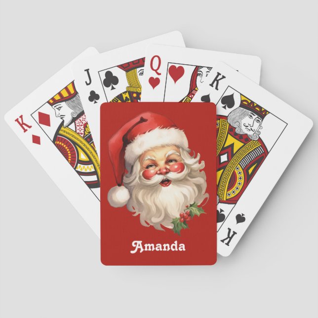 Jeu De Cartes Noël rétro Holly Jolly Santa Claus (dos)
