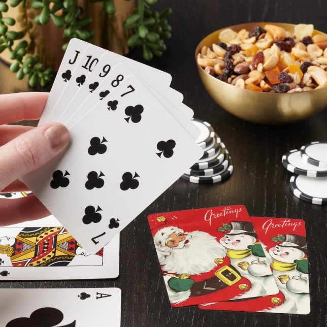 Jeu De Cartes Noël rétro Noël Père Noël snowman Holiday (In Situ)