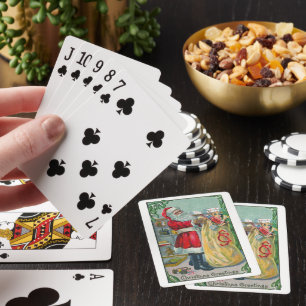 Jeu De Cartes Noël vintage, Père Noël victorien avec jouets