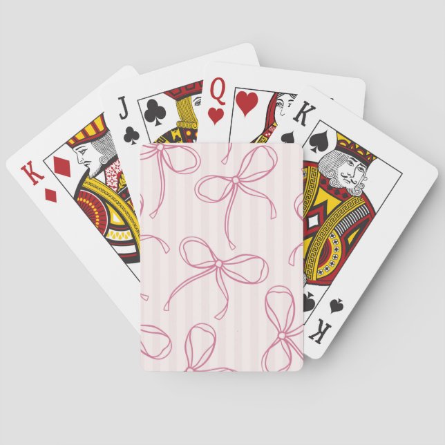 Jeu De Cartes Nœud Coquette Rose Jeux Favoris Pastel Rayé (dos)