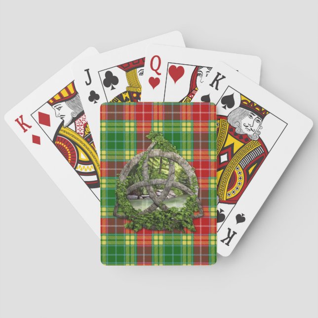 Jeu De Cartes Noeud de trinité et tartan celtiques de Buchanan (dos)