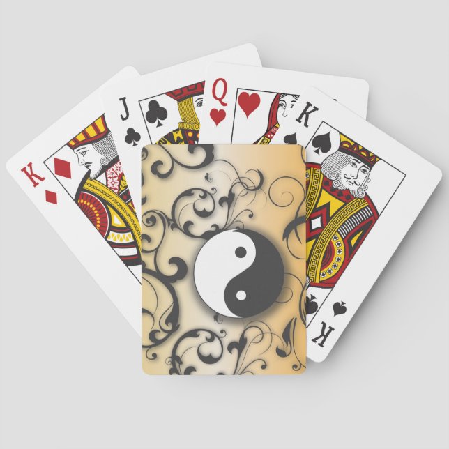 Jeu De Cartes Noir avec bronze Yin & Yang (dos)