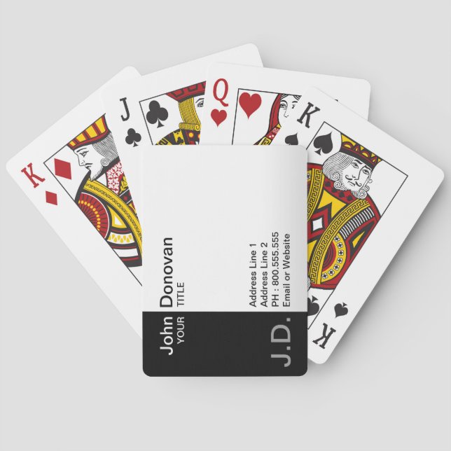 Jeu De Cartes noir/blanc professionnel (monogrammed) (dos)