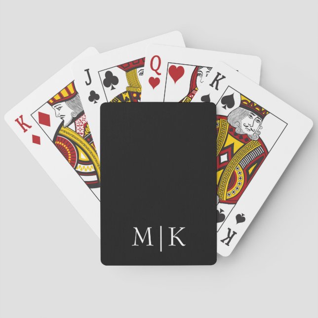 Jeu De Cartes Noir et blanc | Monogramme moderne (dos)