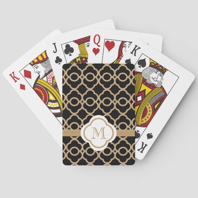 Jeu De Cartes Noir et or marocain monogramme (dos)
