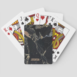 Jeu De Cartes Noir Marbré De Gris Et De Beige